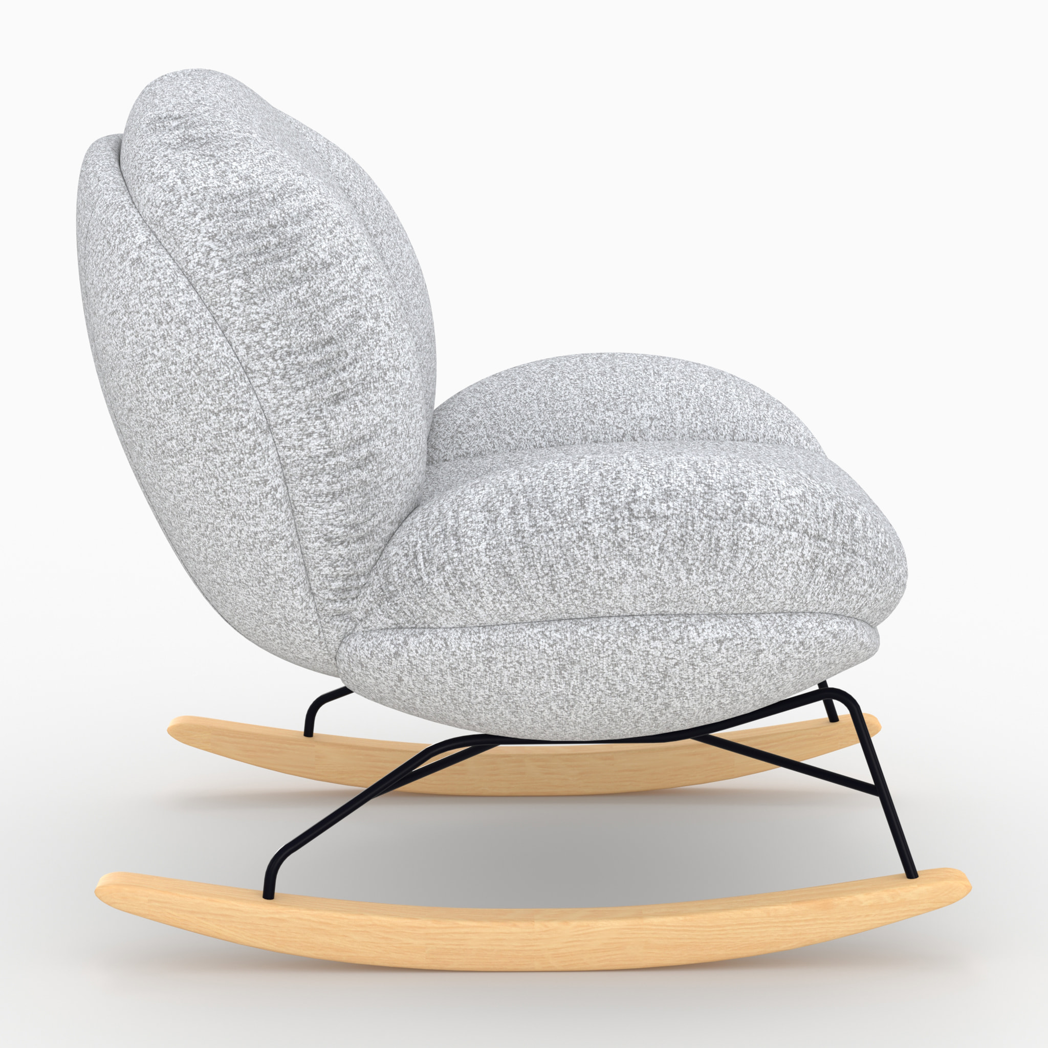 Rocking chair en tissu bouclette gris chiné - Lenny