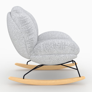 Rocking chair en tissu bouclette gris chiné - Lenny