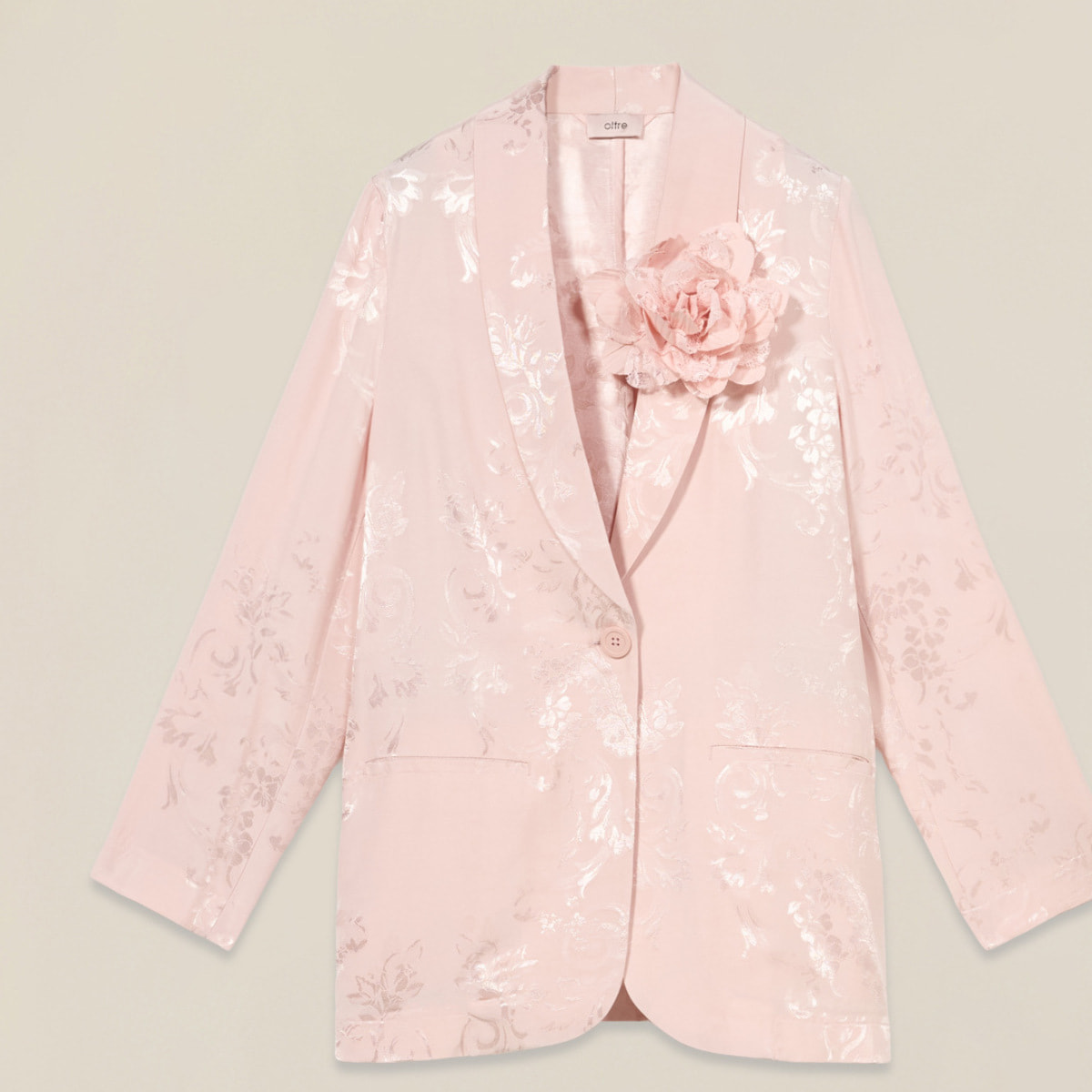 Oltre - Blazer jacquard con spilla - Rosa