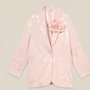 Oltre - Blazer jacquard con spilla - Rosa