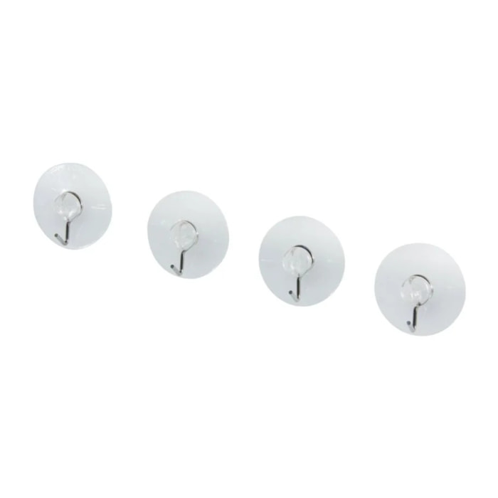 Lot de 4 crochets muraux à ventouse transparents Fackelmann Tecno
