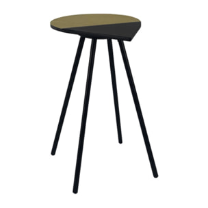 Bout de canapé original en métal noir & plateau doré/noir - GULL 303