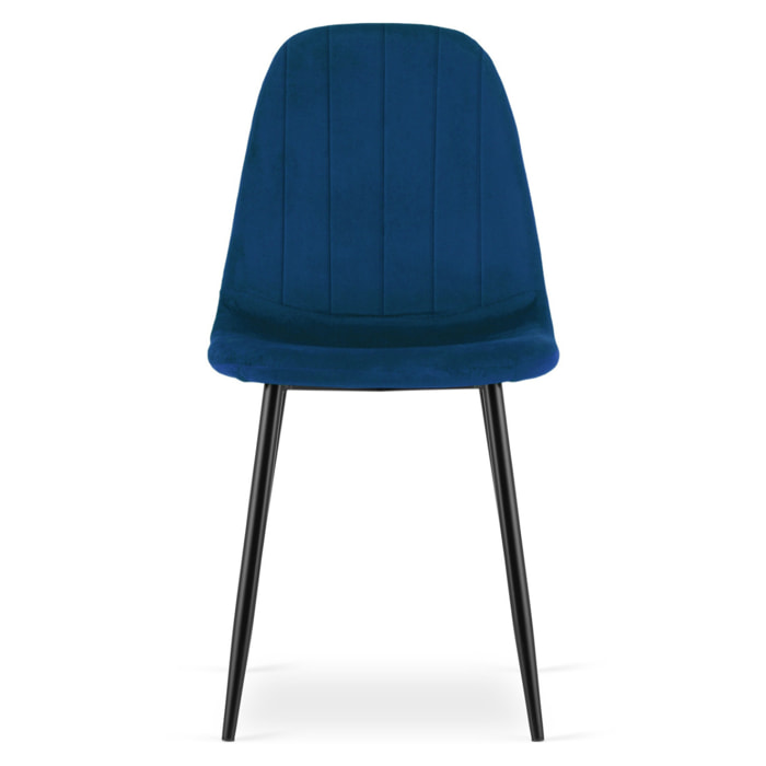 Sedia Padva in velluto blu scuro con gambe nere