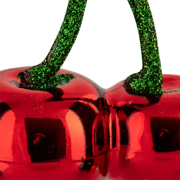 Sujet cerises verre H.9cm rouge et vert