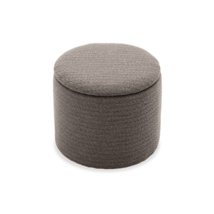 Pouf taupe en tissu avec rangement pour coussins ou plaids