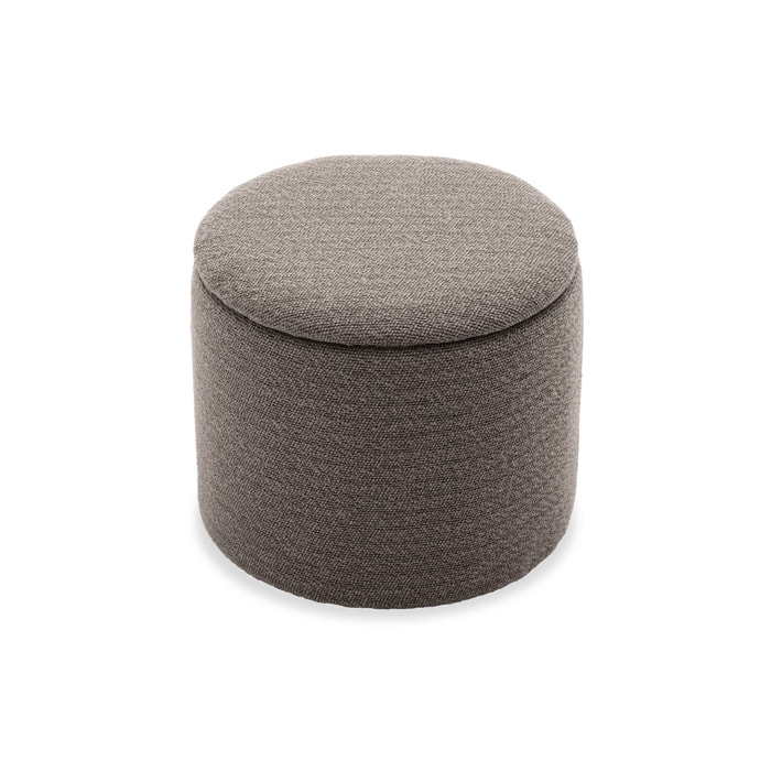 Pouf taupe en tissu avec rangement pour coussins ou plaids