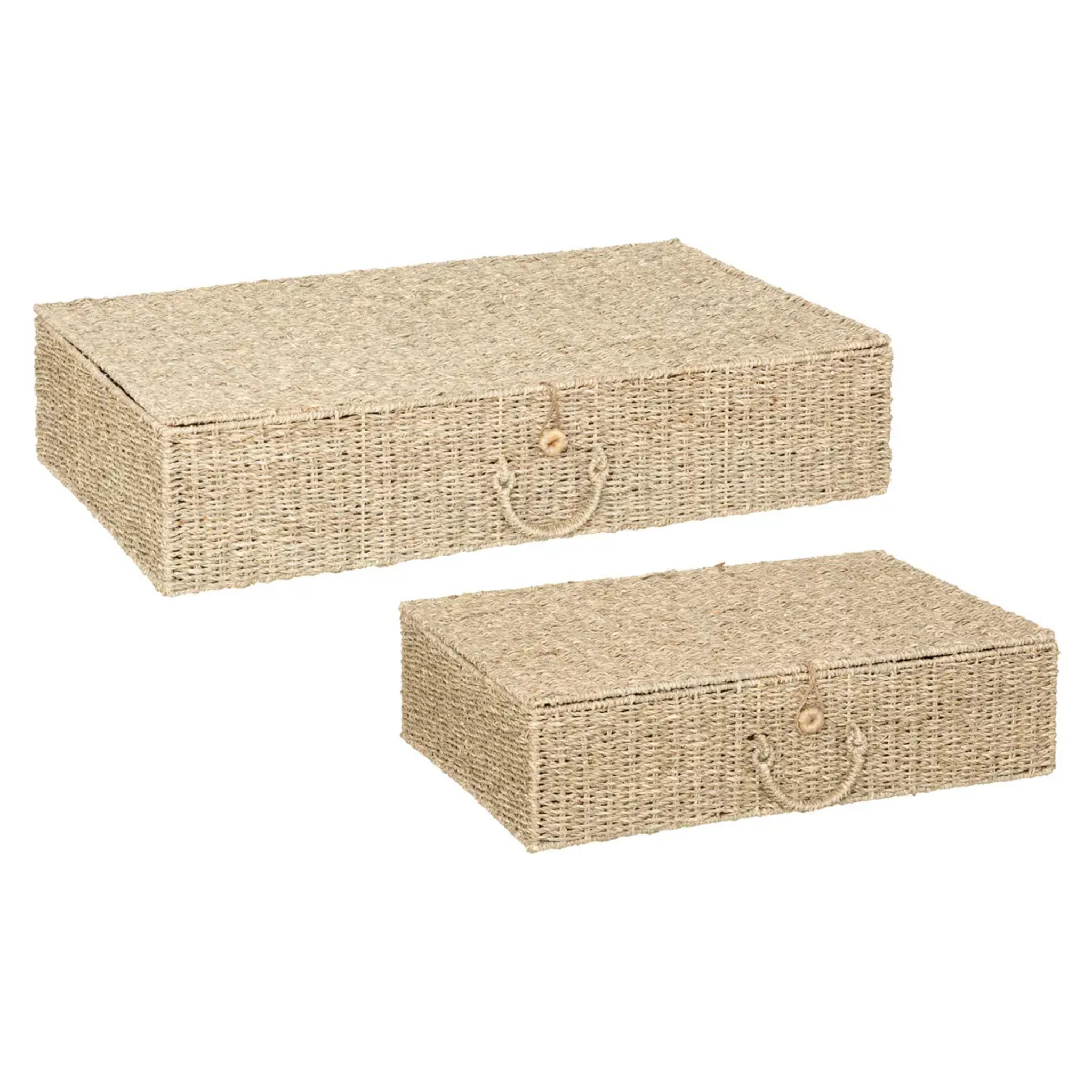 Set de 2 paniers "Cora" en paille & métal L60/80cm