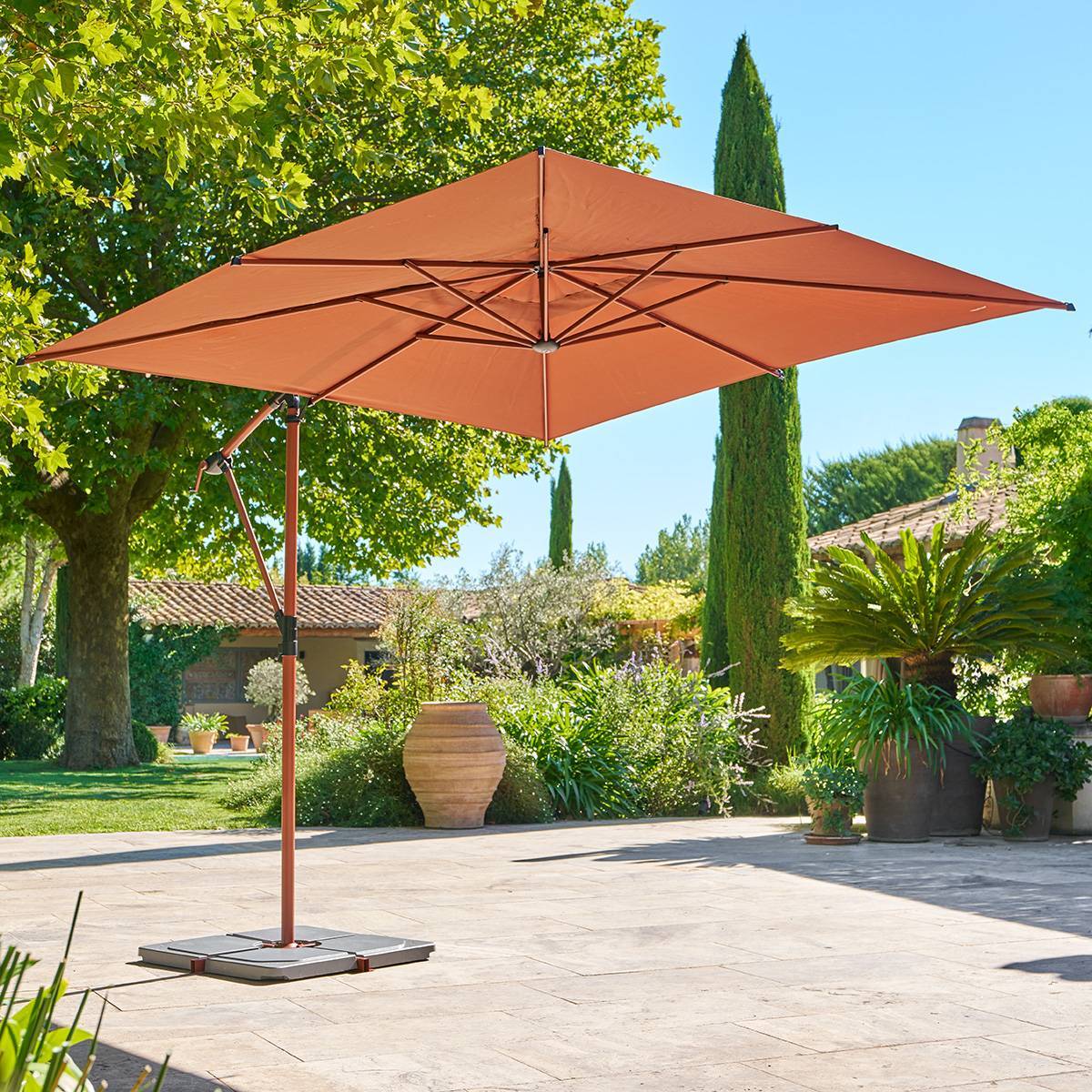 Parasol déporté carré Manoa 2,5x2,5m acajou