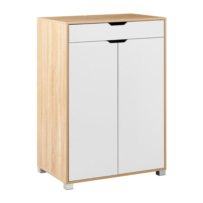 Mobiletto 2 ante e 1 cassetto bianco e rovere 76