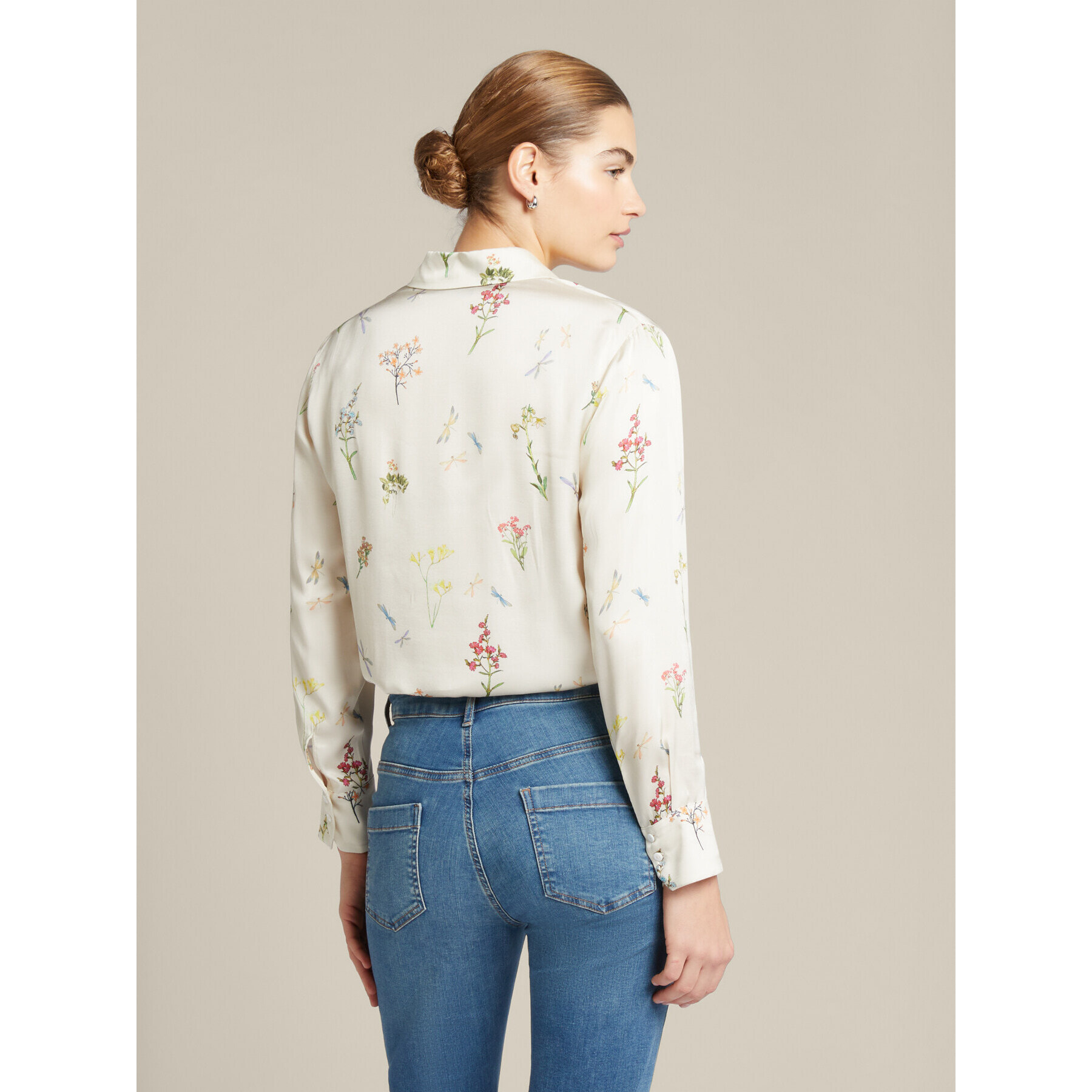 Elena Mirò - Camisa floral de viscosa ECOVERO™ - Blanco