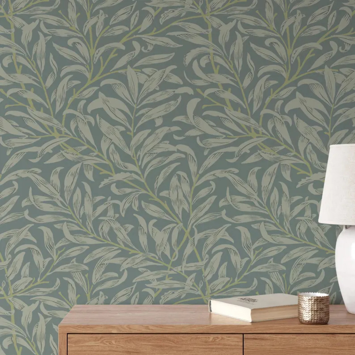Carta da parati botanica verde salvia