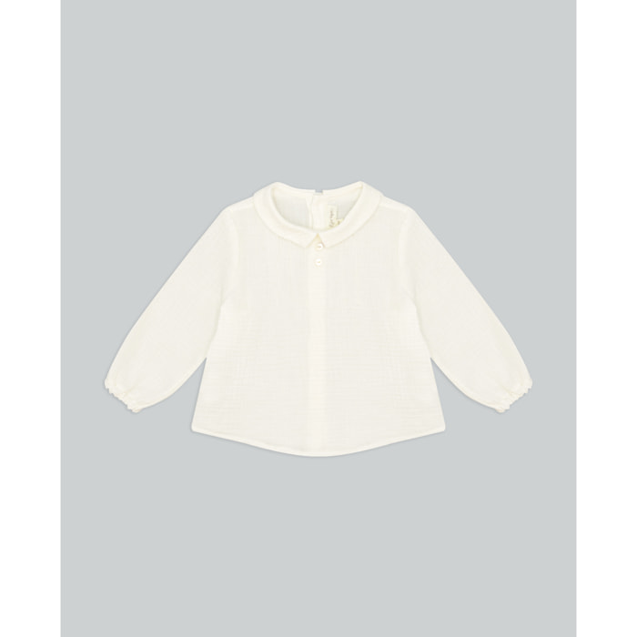 Camisa Blanca De Muselina Con Lorzas