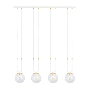 Lampada a sospensione GLAM in acciaio bianco e vetro