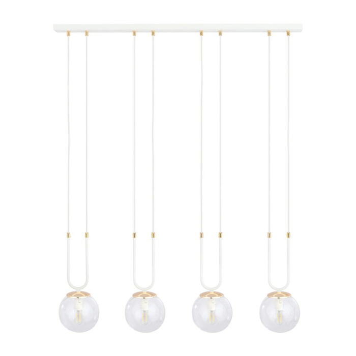 Lampada a sospensione GLAM in acciaio bianco e vetro