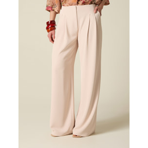 Oltre - Pantaloni palazzo in tessuto fluido - Beige