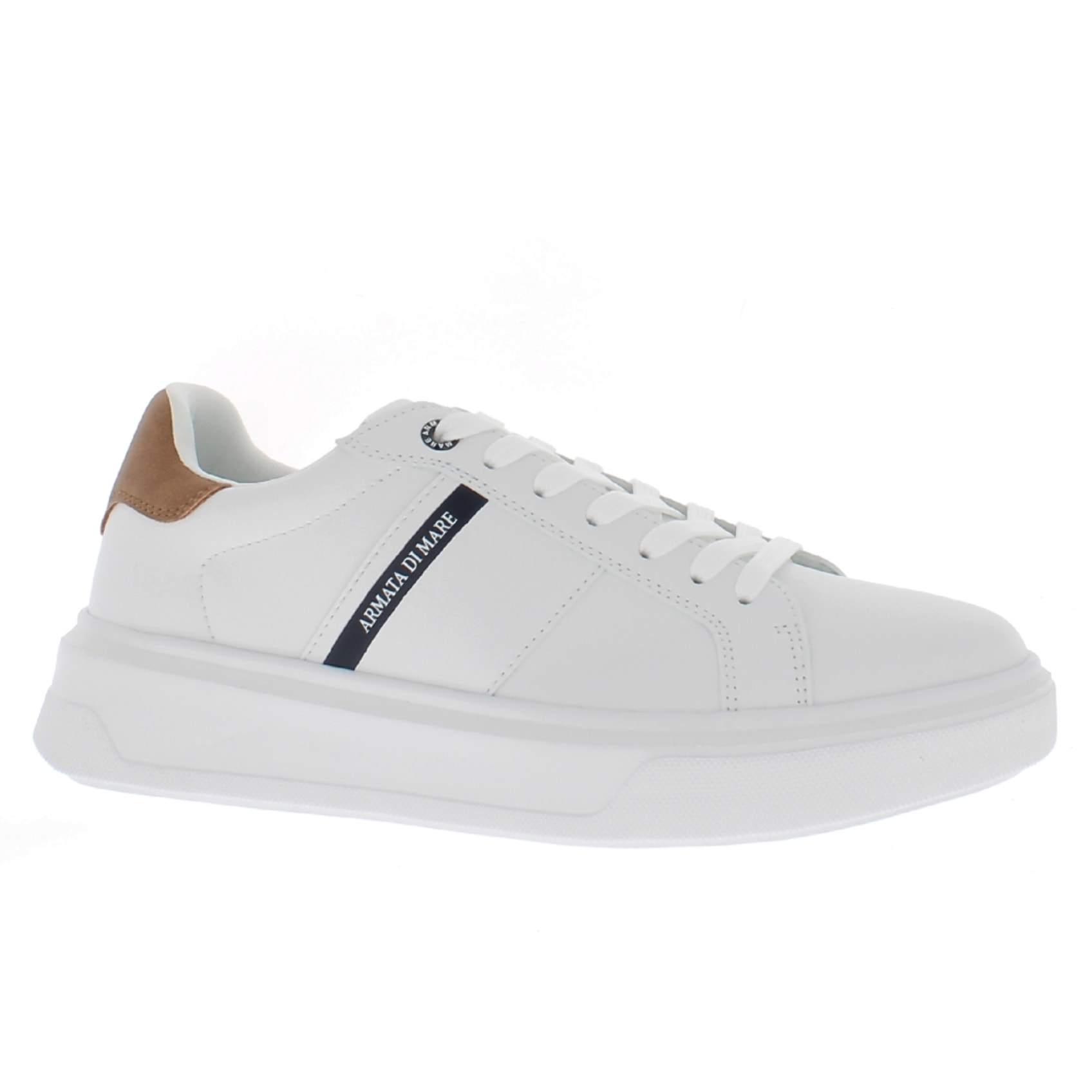 Armata di Mare Scarpe Uomo Court Maxi Sneakers Casual con Soletta Rimovibile in Memory Foam AMU S24M539 Off White Cuoio