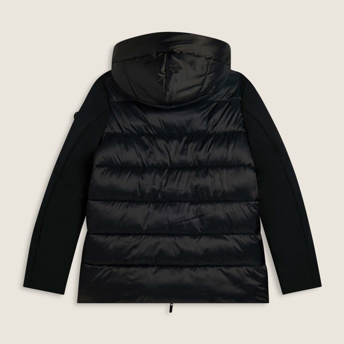 Piumino donna lunghezza media con inserti lucidi e opachi