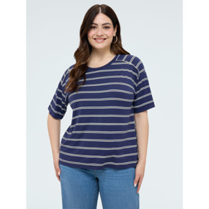 Fiorella Rubino - T-shirt a righe in jersey misto viscosa - Blu