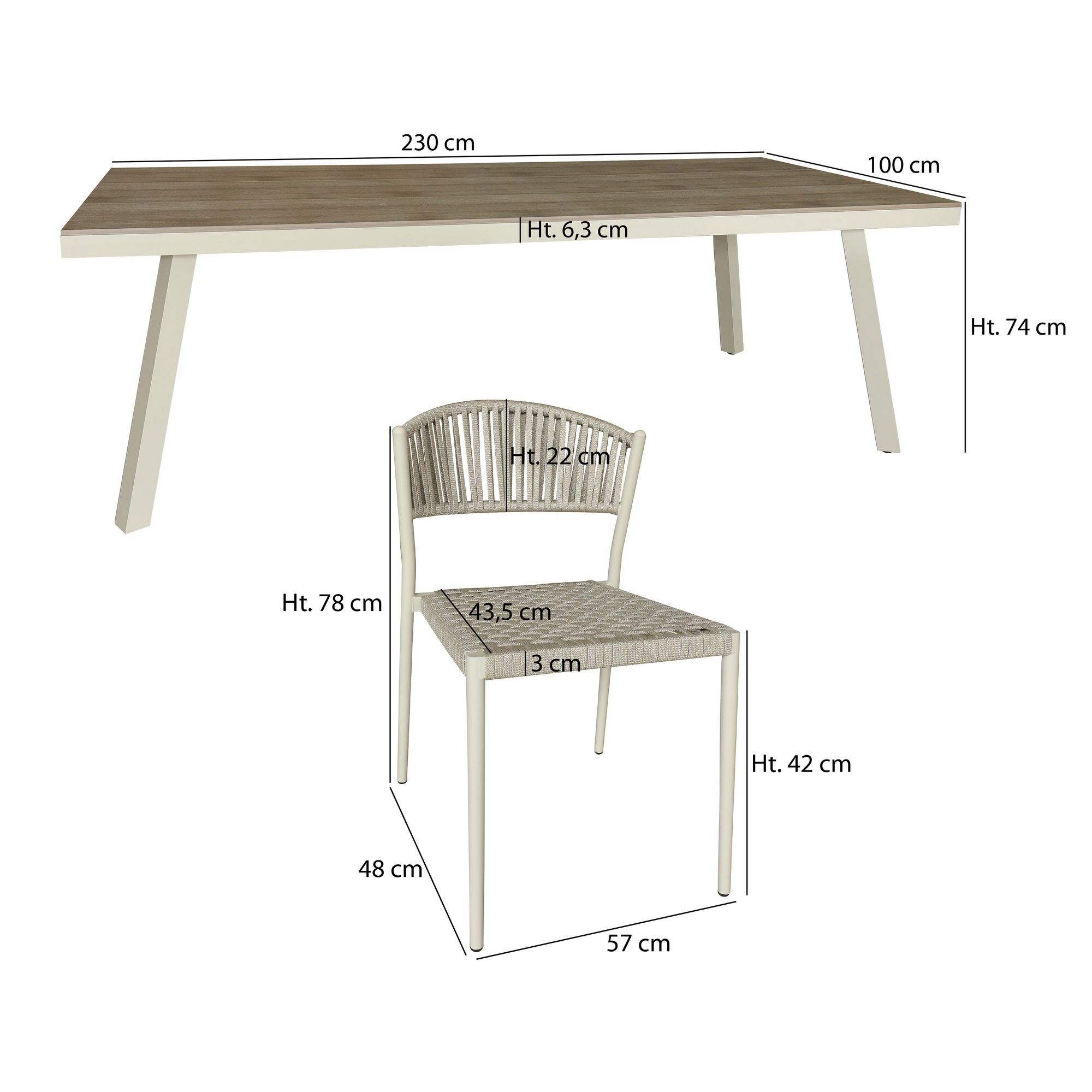 Ensemble de jardin table polywood blanc et chaises 8 places FIGARI