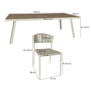 Ensemble de jardin table polywood blanc et chaises 8 places FIGARI