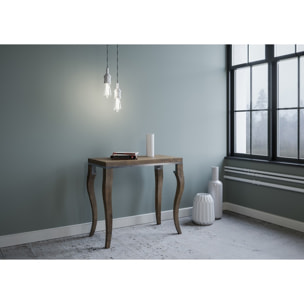 Console extensible portefeuille 90x45/90 cm Olanda Libra Noyer cadre Gris