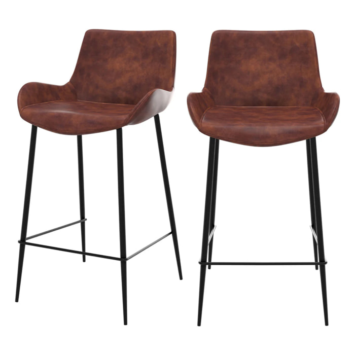 Lot de 2 chaises pour îlot central 65 cm en cuir synthétique marron - Pirata