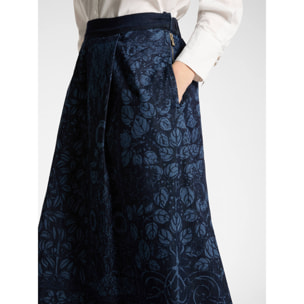 Elena Mirò - Falda midi en denim tratado con láser - Azul