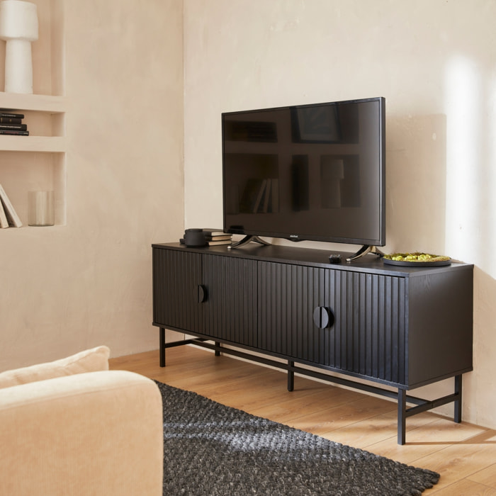 Meuble TV. Bazalt. quatre portes. deux étagères. L 157.5 x l 39 x H 60cm