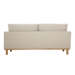 Canapé scandinave 3 places en tissu beige et bois clair HOBART