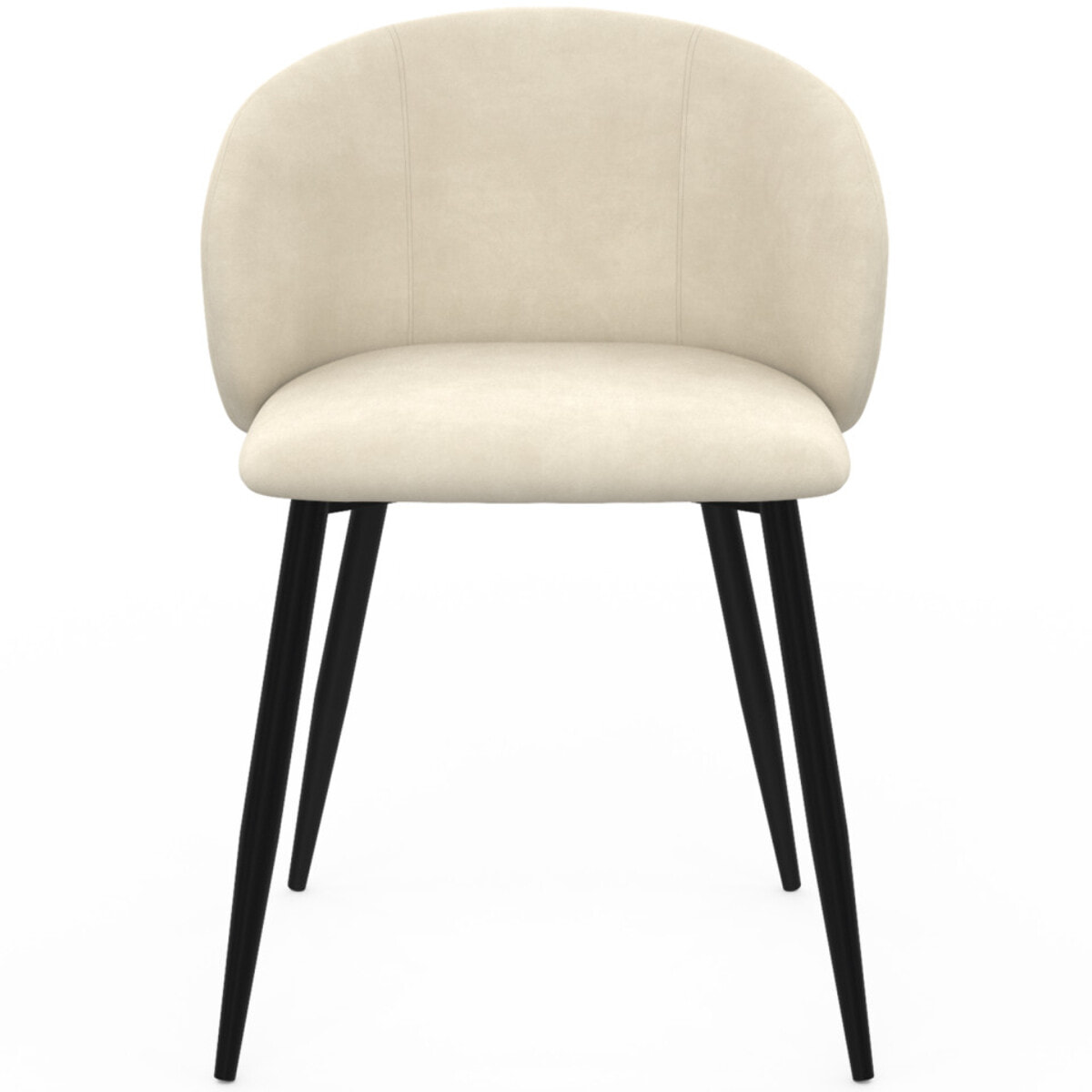 Chaises Léona velours crème pieds métal noirs - lot de 6