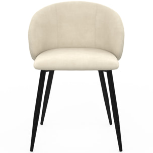 Chaises Léona velours crème pieds métal noirs - lot de 6