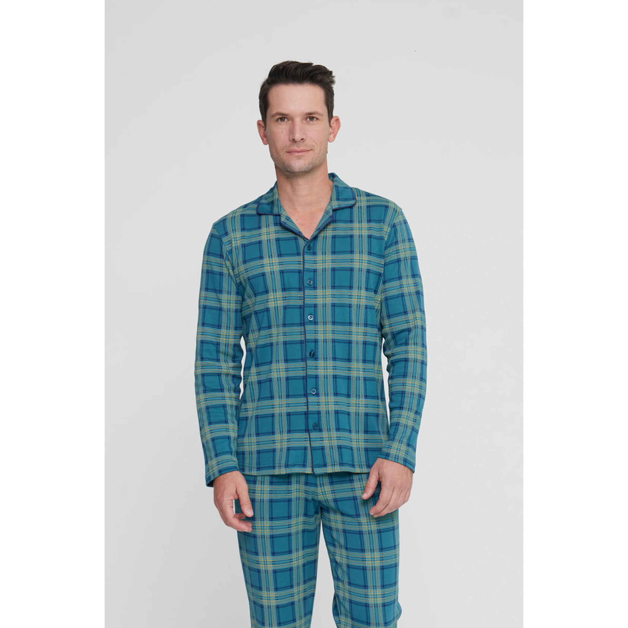 Pigiama uomo scottish in caldo cotone aperto davanti Noidinotte