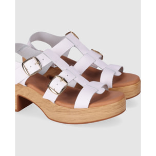 Sandalias de Piel - Blanco - Tacón: 6 cm