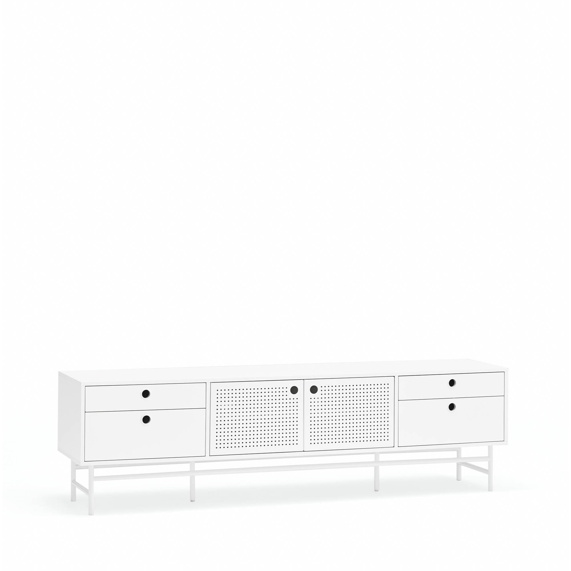 Mueble de televisión Punto 2 puertas y 4 cajones blanco