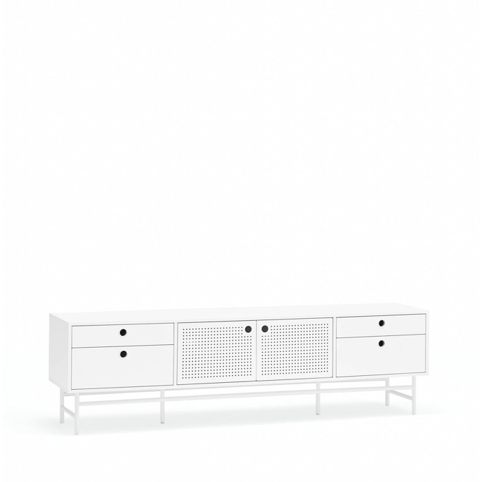 Mueble de televisión Punto 2 puertas y 4 cajones blanco