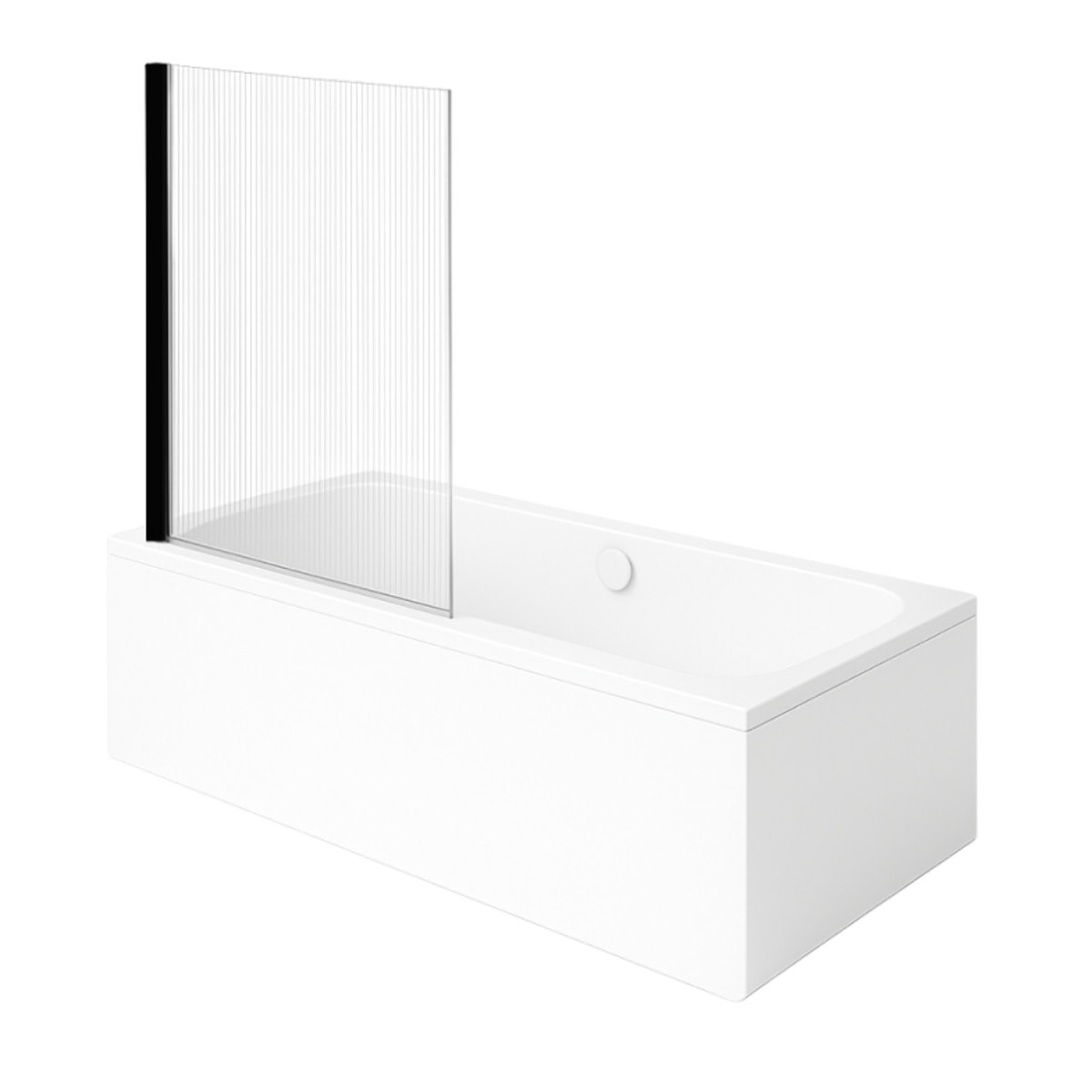 Baignoire droite VILLEROY & BOCH Architectura 150 x 70 cm Blanc + Pare bain gauche AURYS Raywall Noir mat