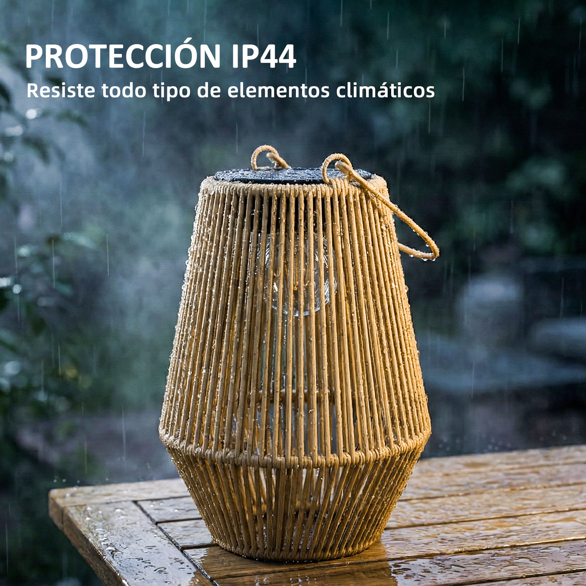 Set de 2 Farolillos Solares Exterior, Linternas de Jardín de Ratán Colgantes con Encendido y Apagado Automático, IP44, Asa, Lámparas para Terraza, Balcón, Patio, 16x16x21 cm, Marrón