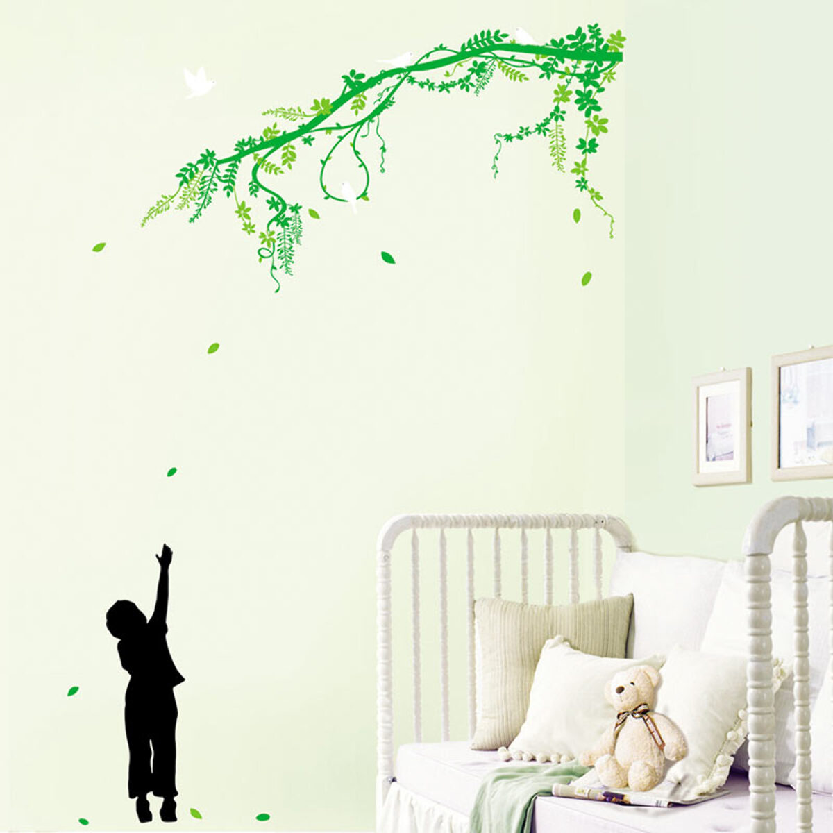 Stickers Muraux décoration adhésifs Branche d'arbre, oiseaux et enfant