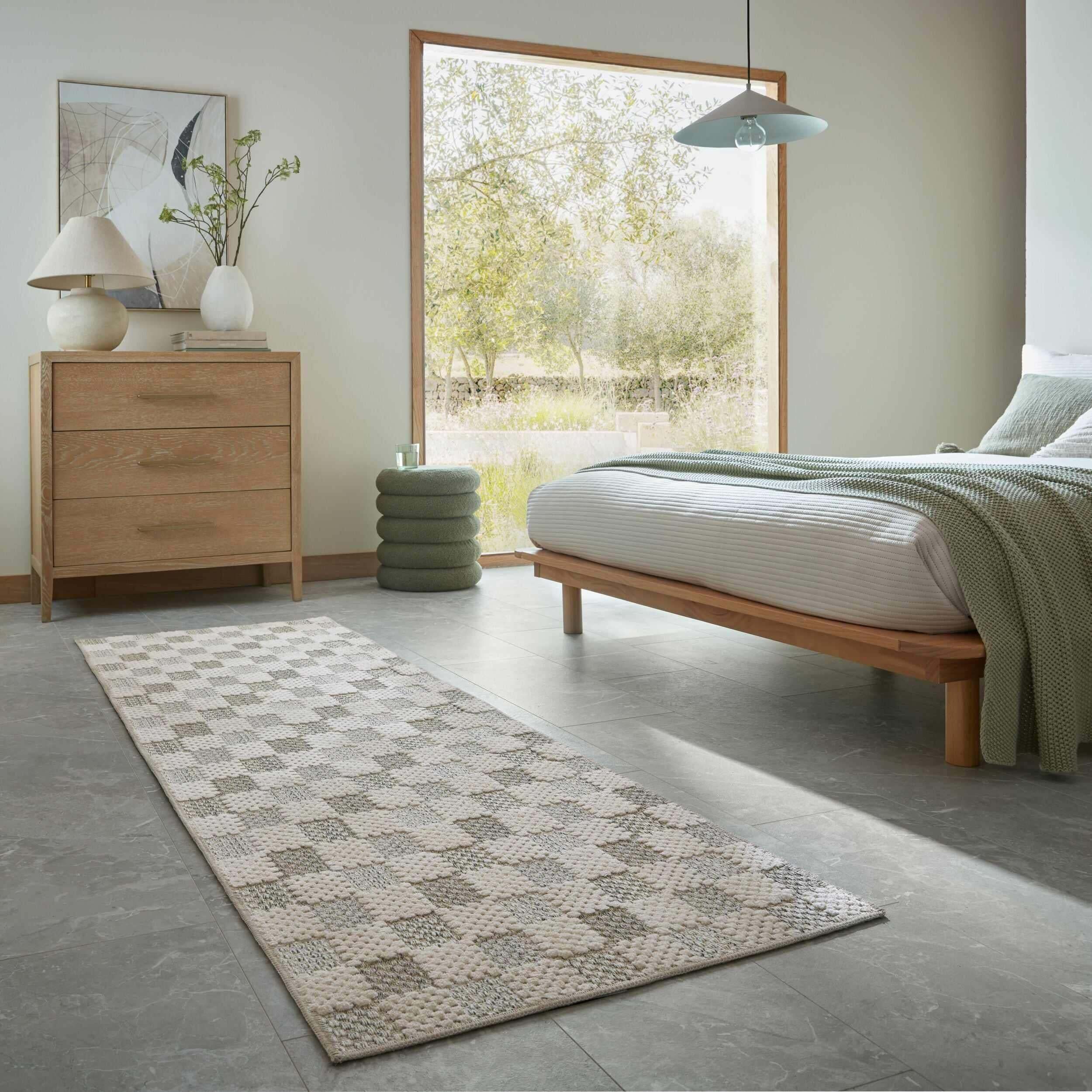Tapis de couloir lavable MUTED CHECKERBOARD