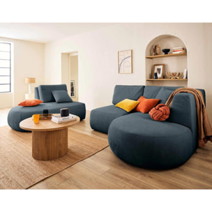 Santorini - canapé modulable d'angle droit - 5 places - en tissu texturé - Bleu grisé