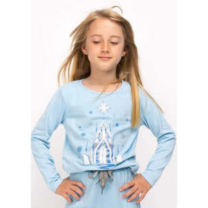 Maglietta a maniche lunghe da bambina in azzurro cielo