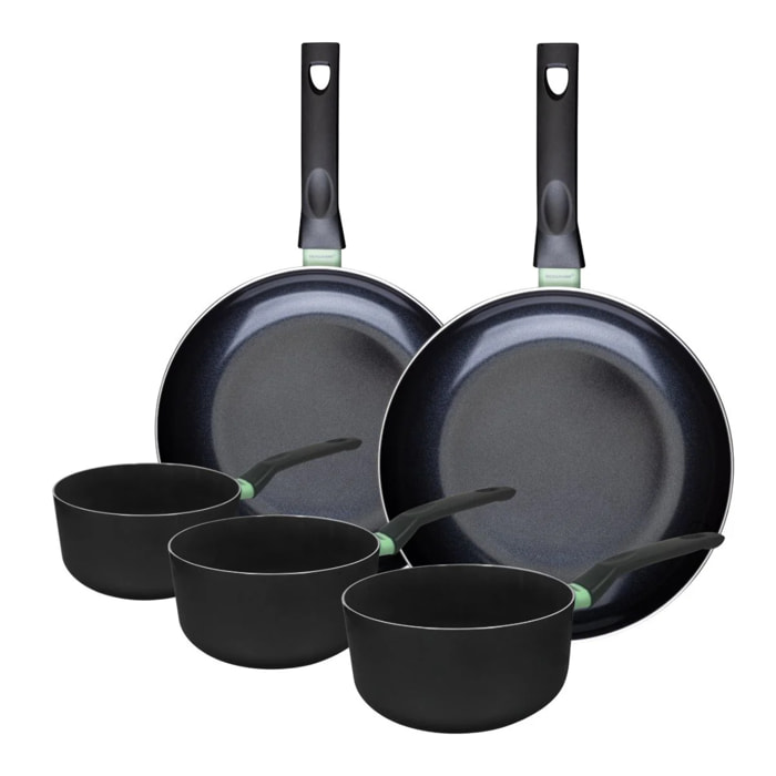 Ensemble de 2 poêles de 28 et 30 cm et 3 casseroles 16, 18 et 20 cm Fackelmann Brandao