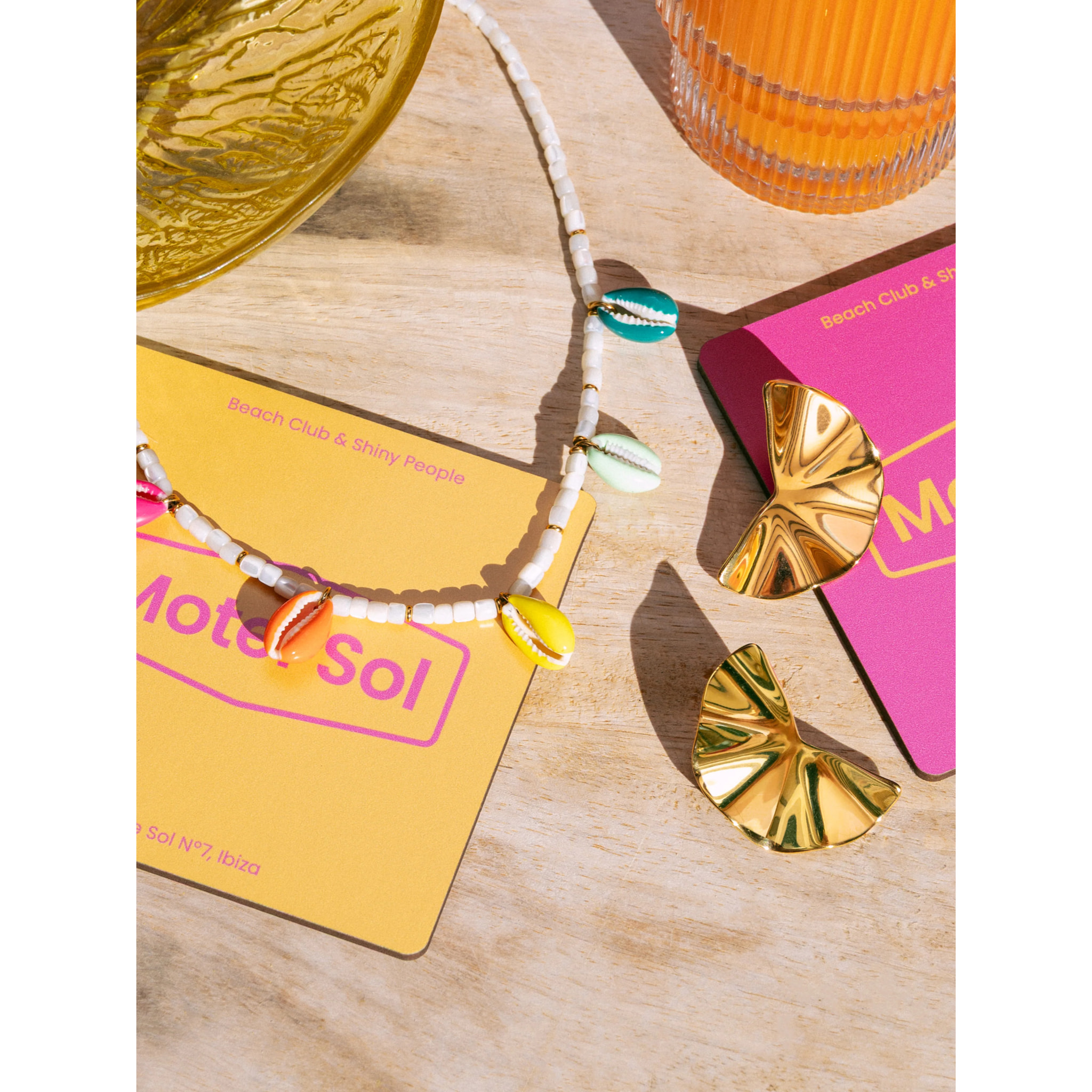 Collar Boho Color Shells Acero Baño Oro