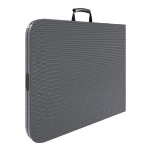 Tavolo Tavolino Pieghevole In Resina Dura Set Birreria Facile Trasporto Con Maniglia  Terrazzo Campeggio Giardino Rettangolare Grigio Effetto Rattan