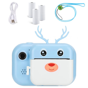 Fotocamera digitale Deer per foto da 40 megapixel e video da 2,5 K per bambini. Stampa istantanea delle tue foto preferite. Doppia fotocamera, per i selfie.