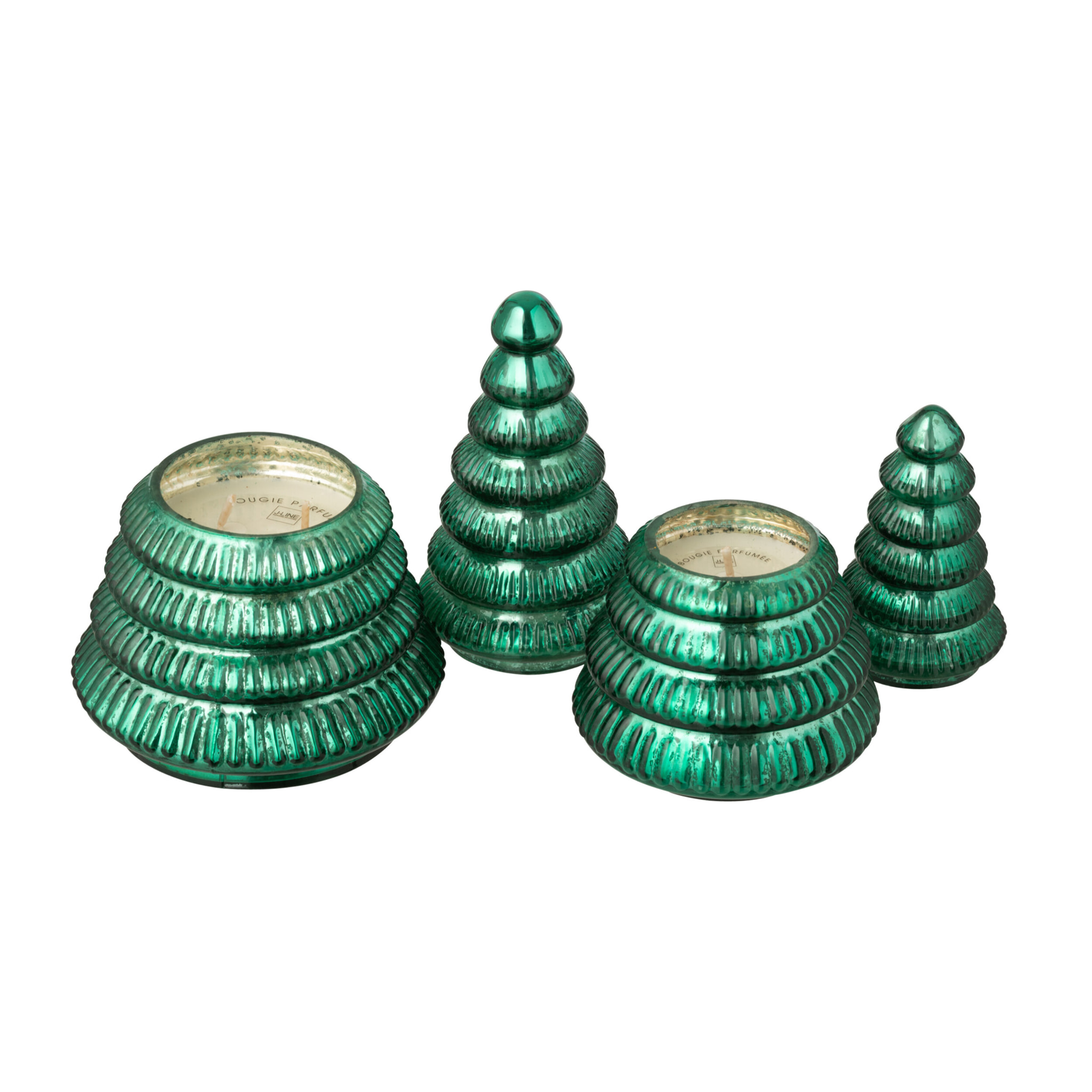 J-Line bougie parfumée Arbre Cotelé - verre - vert - large