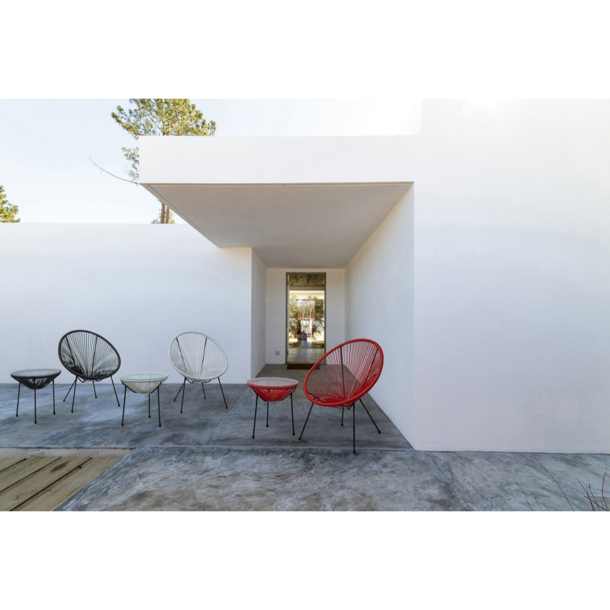 Tavolino PARKER corda nera Ã˜50x50 cm