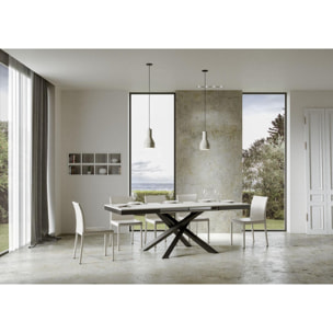 Mesa extensible 90x180/440 cm Volantis Evolution Fresno Blanco estructura Antracita