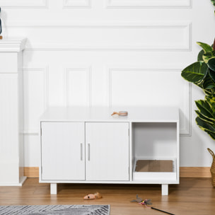 PawHut Mobile per Lettiera Gatti in Legno, 2 Ante e Apertura Laterale con Tiragraffi