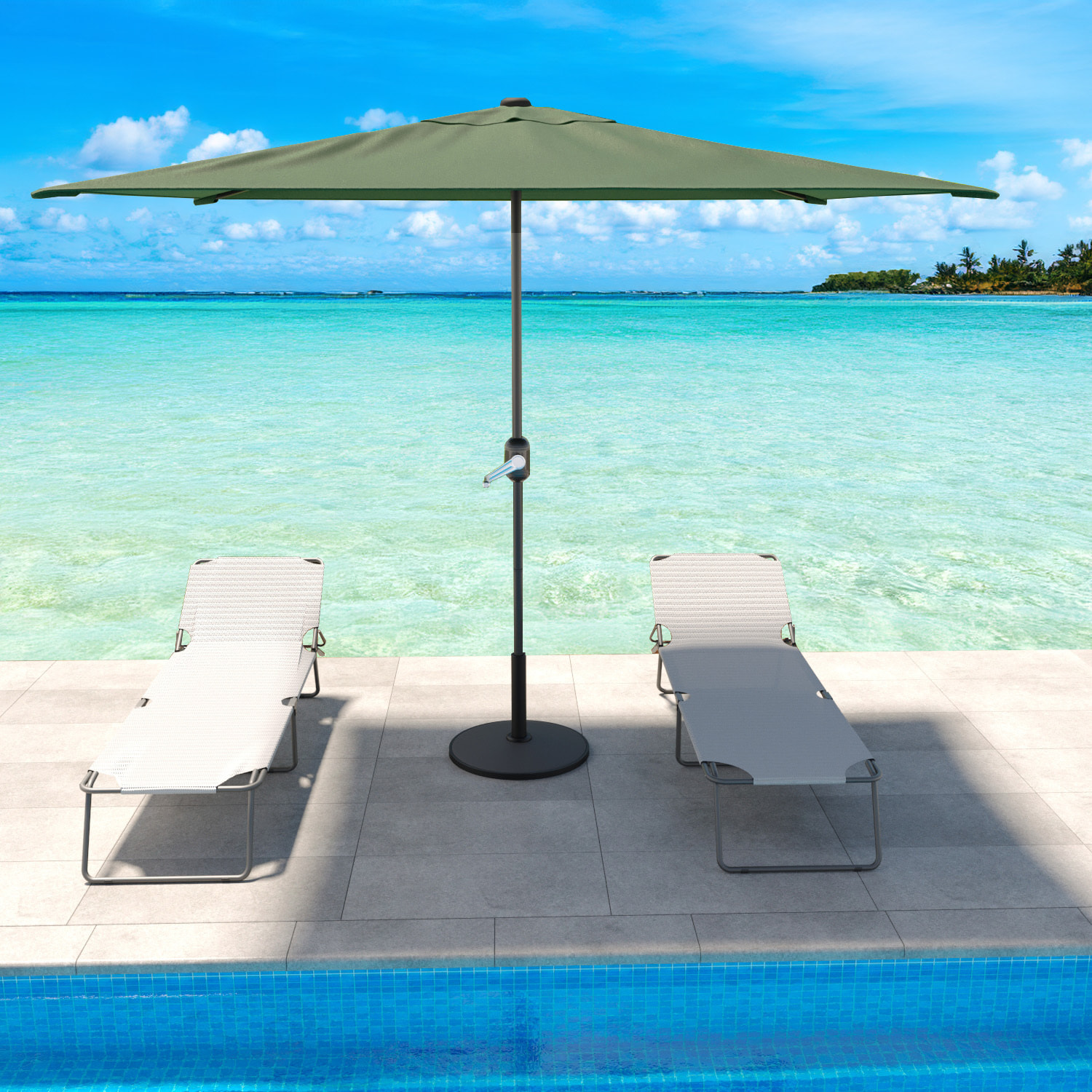 Ombrellone Rettangolare 3x2 M Da Giardino Parasole Per Balcone Con Air Vent Apertura A Manovella Anti UV Idrorepellente Mare Spiaggia Piscina Verde